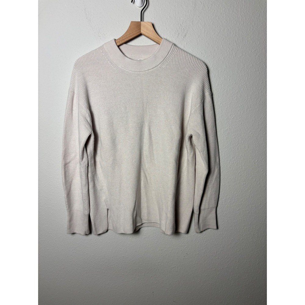Lululemon Merino Wool-Blend Ribbed Crewneck Sweater White Opal Size 8 LW3GKAS